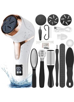 Bukela Electric Callus Remover for Feet (with Dander Vacuum Cleaner), Quartz, Rechargeable Foot Pedicure Tools Foot File, Professional Foot Care Kit Deadskin Remover with 3Heads&2Speed,LCD Display  - Image 1