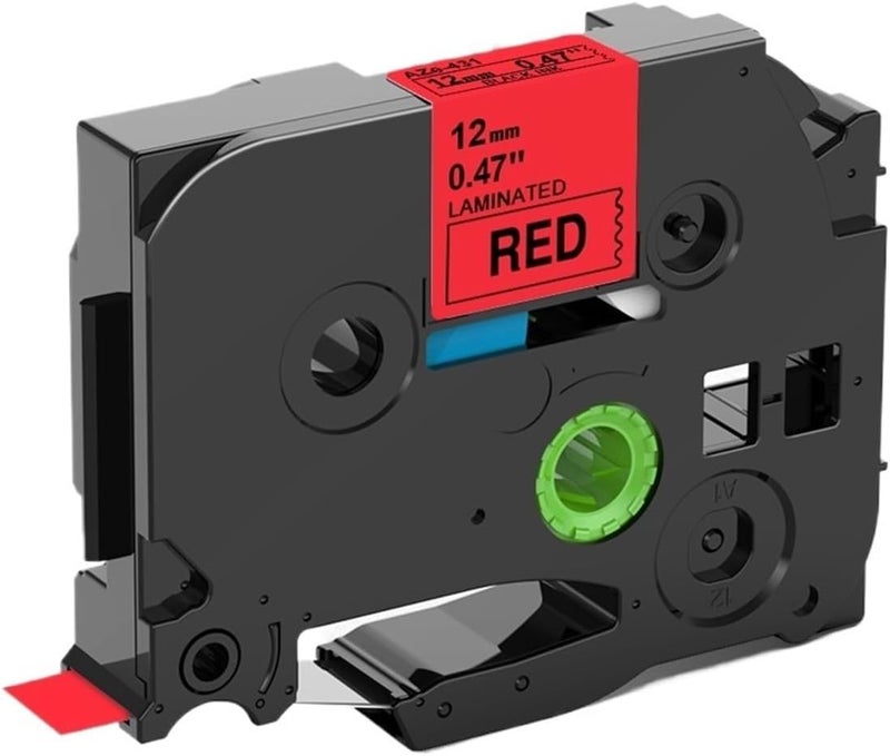 18mm White Laminated Label Ribbon, Compatible with PT-H100 PTD600(Black on Red) - Image 1