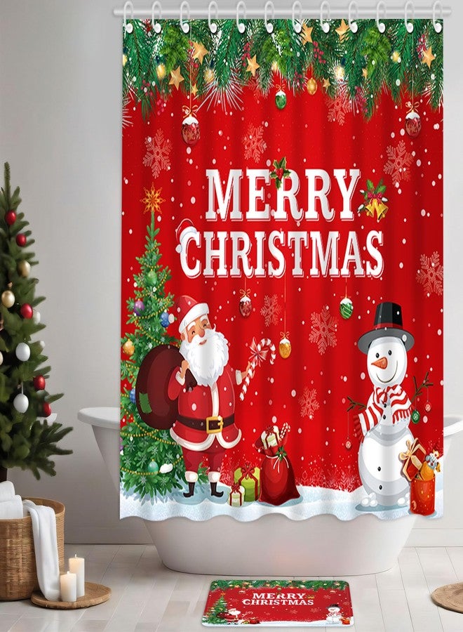 Capoda Merry Christmas Shower Curtain Set, Non Slip Bathroom Rugs, Toilet Lid Cover, U Toilet Mat for Christmas Bathroom Decoration (Snowman) - Image 4