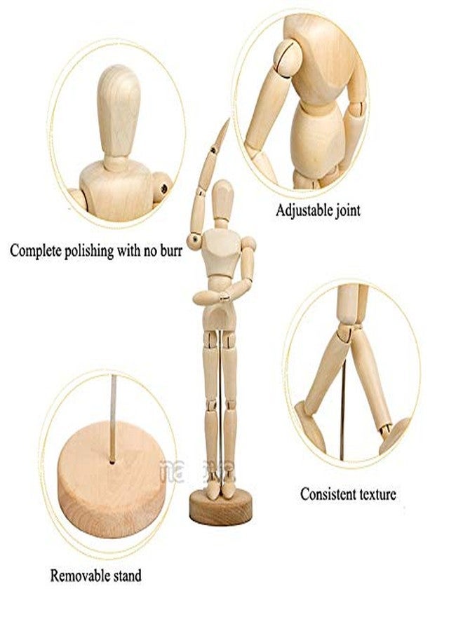 KNAFS 30 cm Wooden Manikin Movable Limbs Human Mannequin Model for Artist Sketching Hand Blockhead Puppet Home Decoration - Image 2