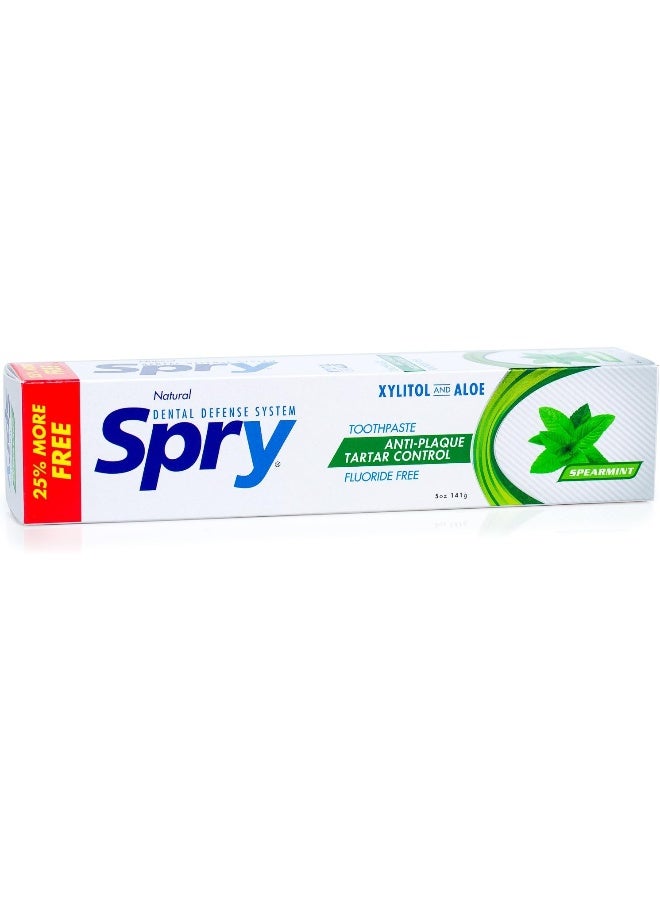 Spry Natural Xylitol Toothpaste 5oz for Adults and Kids Fluoride Free Gentle for Sensitive Teeth Whitening and Remineralizing Breath Freshening Mouth Moisturizing Spearmint Pack of 1 - Image 5
