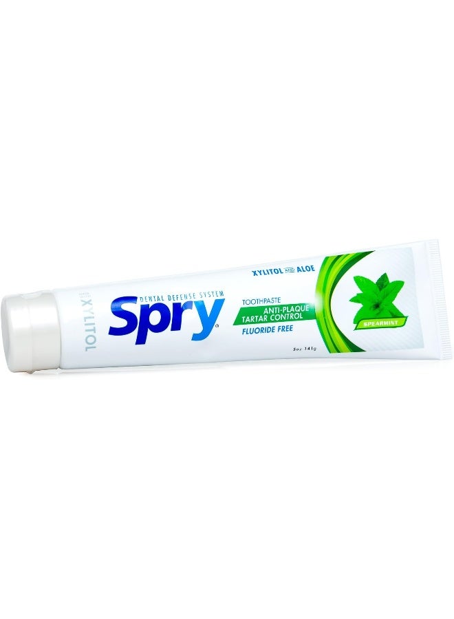 Spry Natural Xylitol Toothpaste 5oz for Adults and Kids Fluoride Free Gentle for Sensitive Teeth Whitening and Remineralizing Breath Freshening Mouth Moisturizing Spearmint Pack of 1 - Image 2