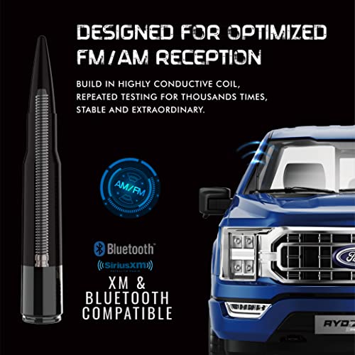 RYDONAIR Short Antenna Compatible with Ford F150 Raptor 20092026 Ford Bronco 20212023 Internal Copper Coil for Enhanced Reception Car Wash Proof 50 Cal ABS Antenna Replacement - Image 3