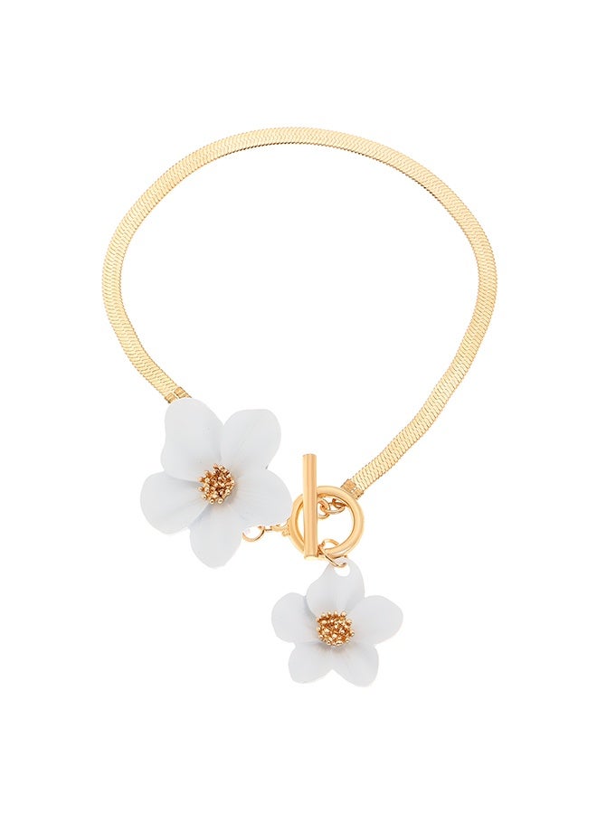 Simple And Elegant White Women's Anklet With An Attractively Drawn Flower, Suitable For Holidays And Parties - Image 2