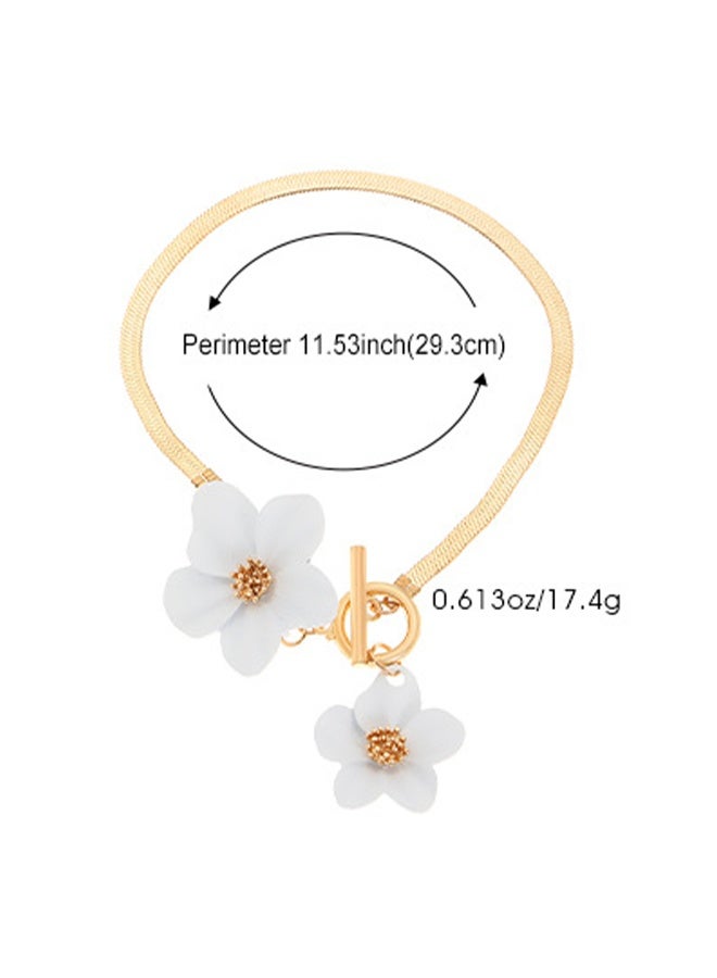 Simple And Elegant White Women's Anklet With An Attractively Drawn Flower, Suitable For Holidays And Parties - Image 5