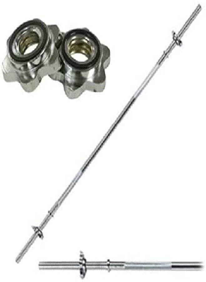 ULTIMAX Straight Weightlifiting Bar with Spinlock Nuts-120 cm  - Image 1