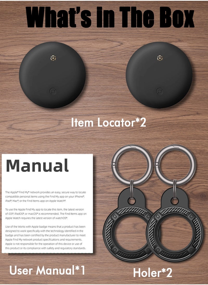 XQOOPS - XQOOPS Smart Tracker Item Finder for Apple Find My (iOS Only), Super MINI Size Key Finder Item Locator for Luggage,Wallet,Bicycle and More, IPX6 Waterproof Works Like Apple Airtag(Black-2 Pack) - Image 1
