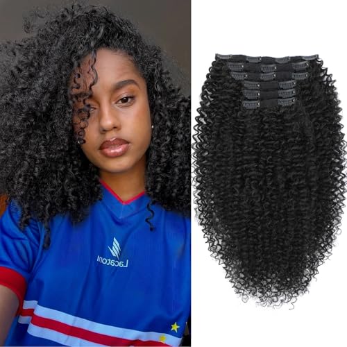 URbeauty Curly Clip in Hair Extensions Urbeauty Pink Mango 6 PCS 100 Pure Protein Silk Curly Hair Extensions Clip Ins for Black Women Kinky Hair Soft Natural Durable Light Long Lifespan - Image 1