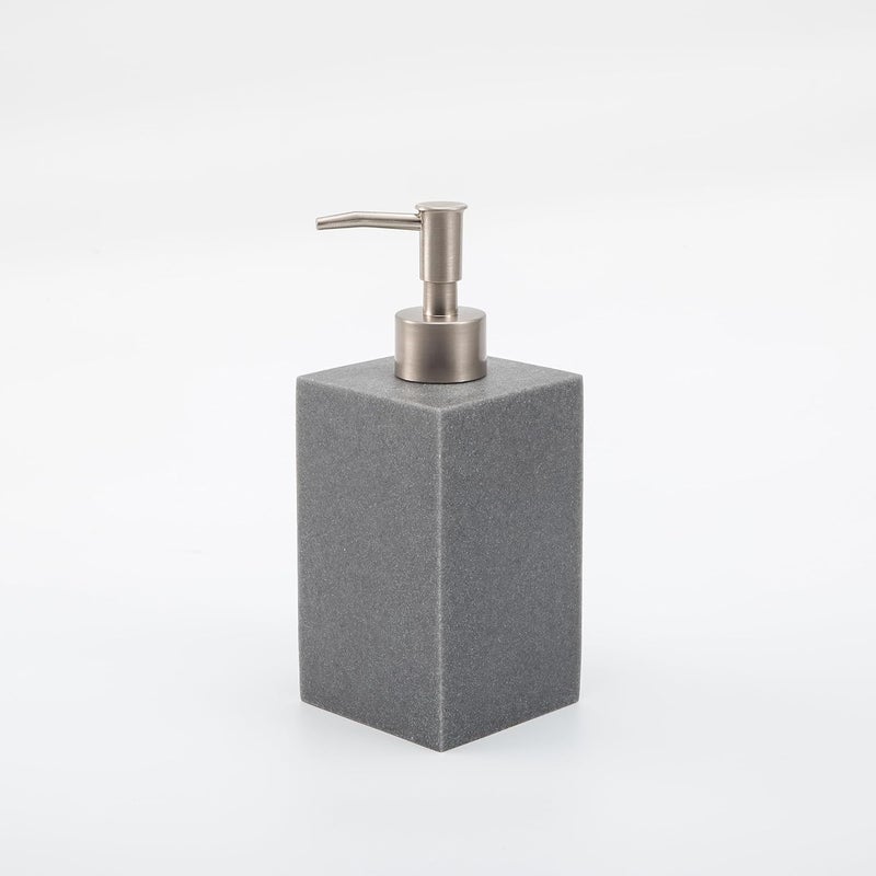 Kuber Industries Kuber Industries Premium 6 Pc Poly Resin Bathroom Accessories Set - 420 ml Square Soap Dispenser,Towel Tray,Coaster,Remote Control Stand & Amenity Box | Moisture-Resistant, Scratch-Proof | Grey  - Image 2