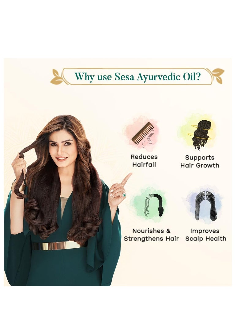 SESA Ayurvedic Hair Oil With Bhringraj & 17 Rare Herbs With Coconut Oil and 4 Nourishing Oil For Hair Growth Help Control Hair Fall with Easy Oil Applicator For Women and Men (200 ml) - Image 4
