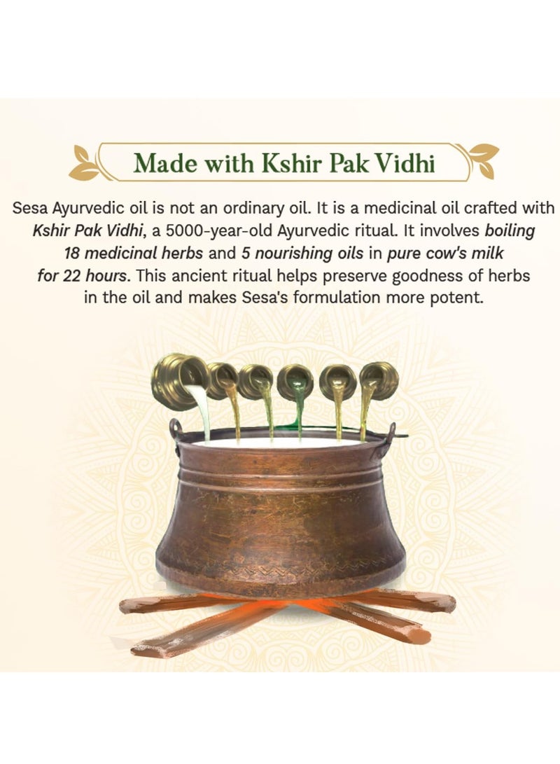 SESA Ayurvedic Hair Oil With Bhringraj & 17 Rare Herbs With Coconut Oil and 4 Nourishing Oil For Hair Growth Help Control Hair Fall with Easy Oil Applicator For Women and Men (200 ml) - Image 5