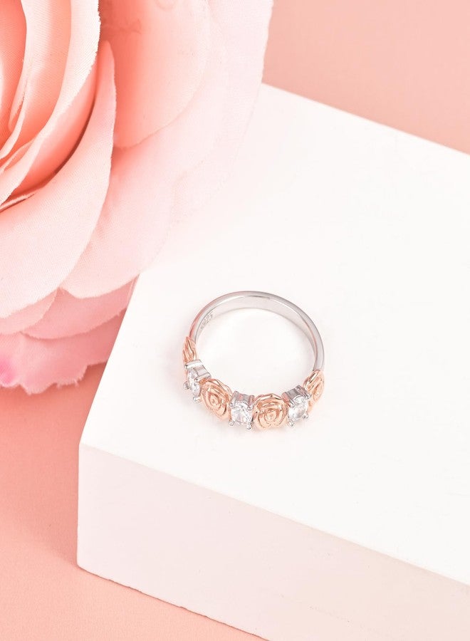 YLT Rose Ring for Women Rose Gold Plated 925 Sterling Silver Rose Flower Ring Paved with Cubic Zirconia Statement Band Ring (7) - Image 5