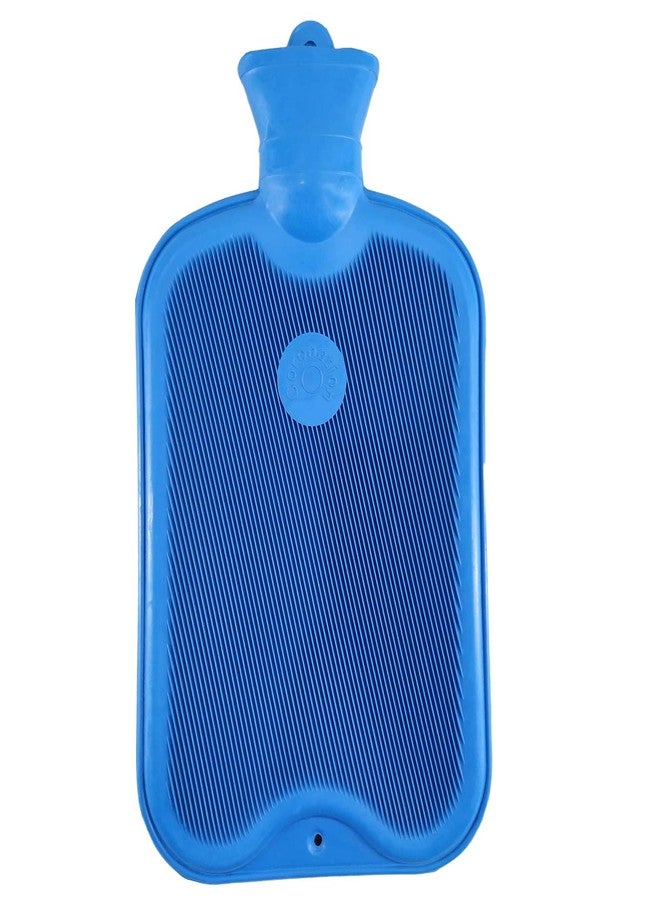 Coronation 1.5 Litres Leakproof Rubber Hot Water Bottle for Pain Relief One Side Ribbed (Backpain, Neckpain, Stomachpain) (Blue) - Image 1