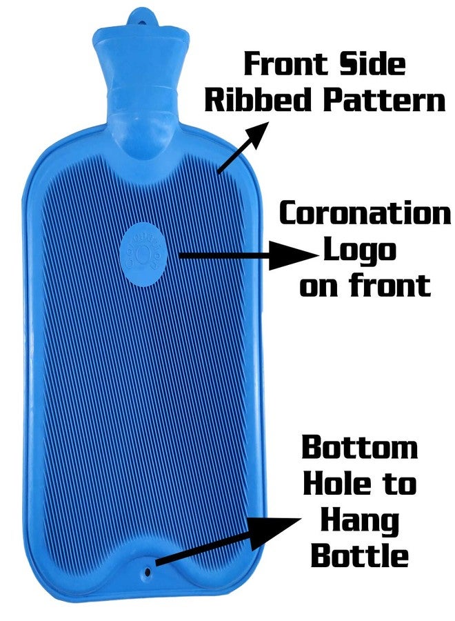 Coronation 1.5 Litres Leakproof Rubber Hot Water Bottle for Pain Relief One Side Ribbed (Backpain, Neckpain, Stomachpain) (Blue) - Image 2