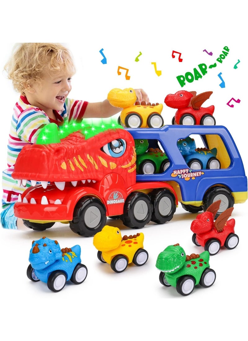 YelaJoy 5 in 1 Dinosaur Transporter, Toddler Car Toys, 1 2 3 4 Years Boy Birthday Gift 1-4 Years Toddler with Dinosaur Sounds and Lights Kids Dinosaur Toys  - Image 1