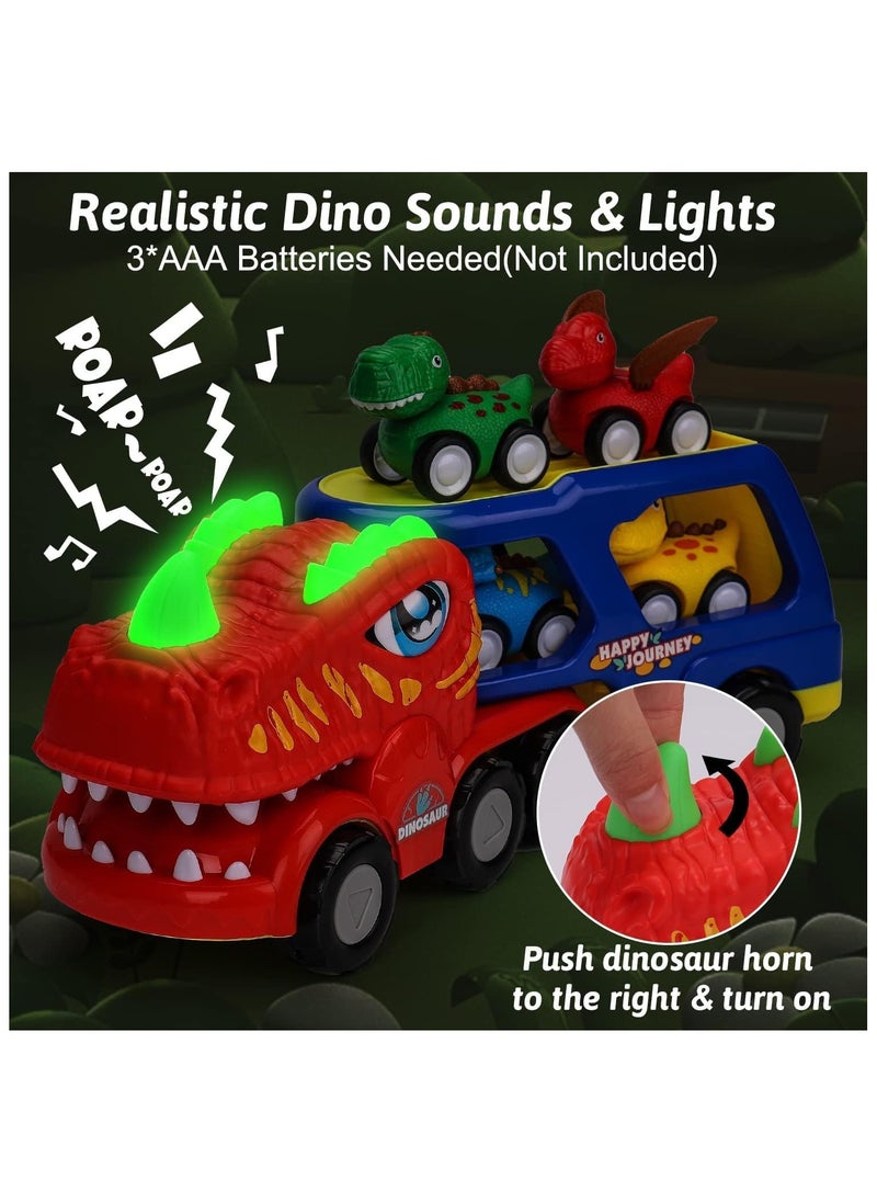 YelaJoy 5 in 1 Dinosaur Transporter, Toddler Car Toys, 1 2 3 4 Years Boy Birthday Gift 1-4 Years Toddler with Dinosaur Sounds and Lights Kids Dinosaur Toys  - Image 2