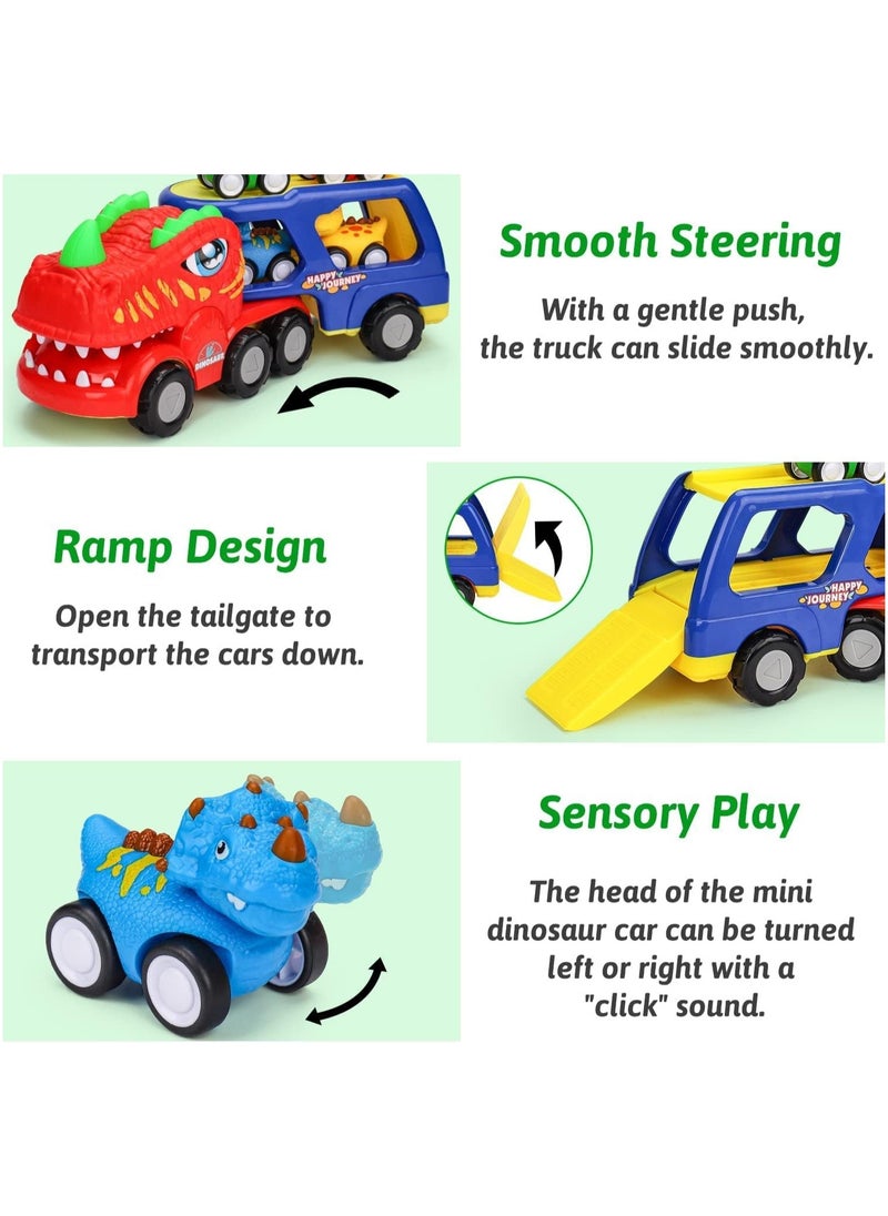 YelaJoy 5 in 1 Dinosaur Transporter, Toddler Car Toys, 1 2 3 4 Years Boy Birthday Gift 1-4 Years Toddler with Dinosaur Sounds and Lights Kids Dinosaur Toys  - Image 3