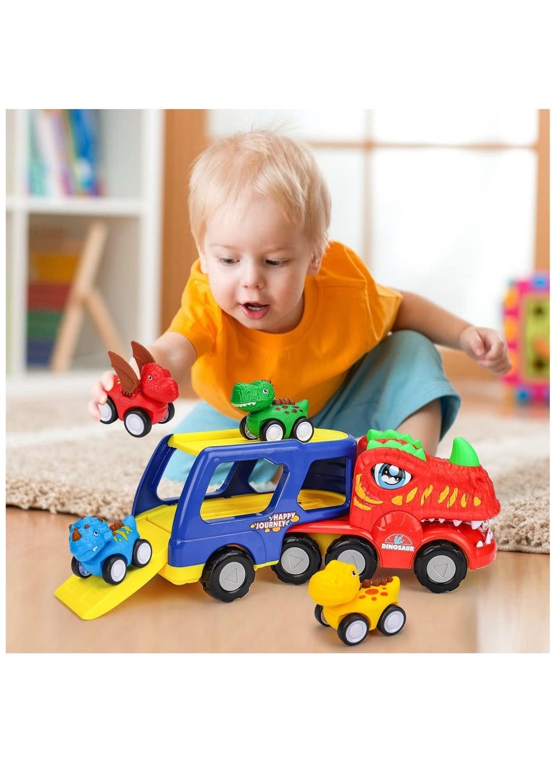 YelaJoy 5 in 1 Dinosaur Transporter, Toddler Car Toys, 1 2 3 4 Years Boy Birthday Gift 1-4 Years Toddler with Dinosaur Sounds and Lights Kids Dinosaur Toys  - Image 4