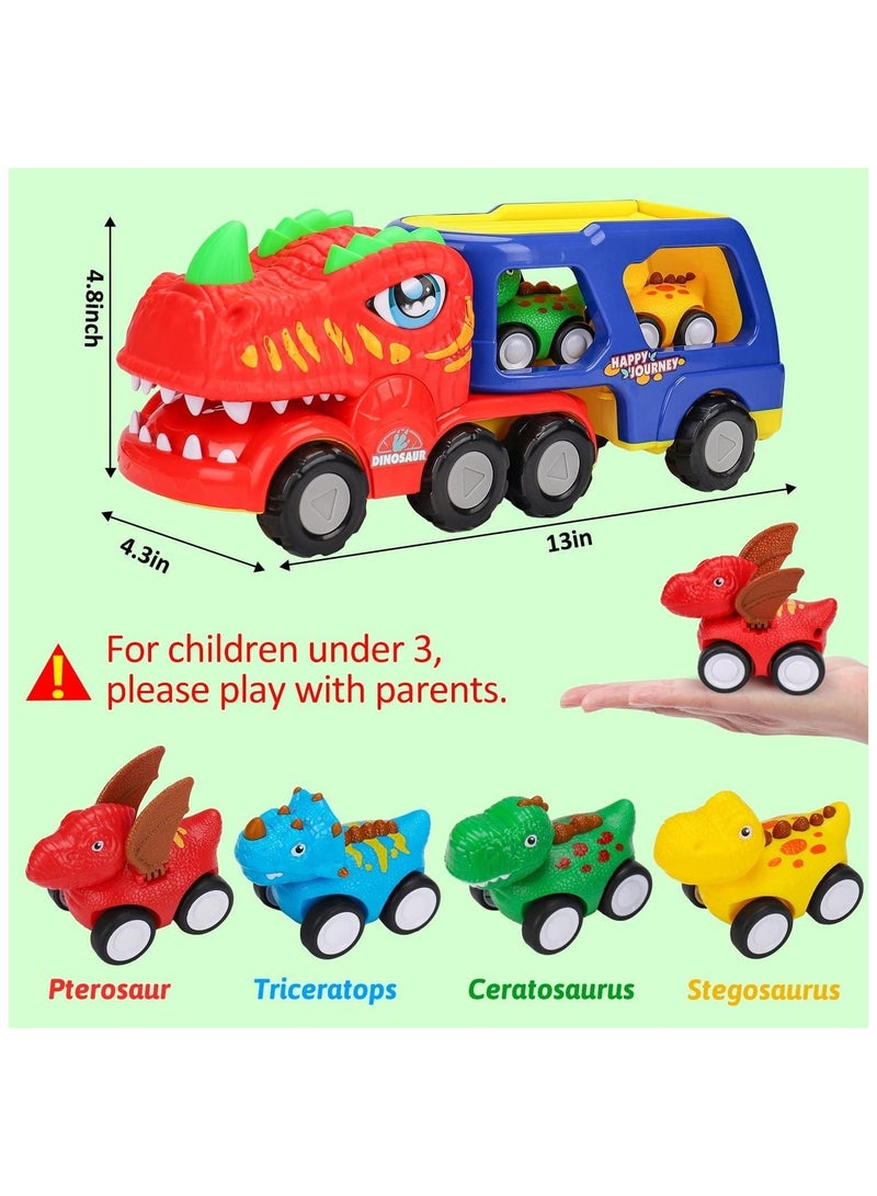 5 in 1 Dinosaur Transporter, Toddler Car Toys, 1 2 3 4 Years Boy Birthday Gift 1-4 Years Toddler with Dinosaur Sounds and Lights Kids Dinosaur Toys