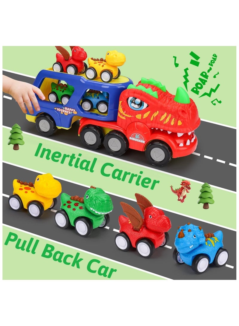 5 in 1 Dinosaur Transporter, Toddler Car Toys, 1 2 3 4 Years Boy Birthday Gift 1-4 Years Toddler with Dinosaur Sounds and Lights Kids Dinosaur Toys