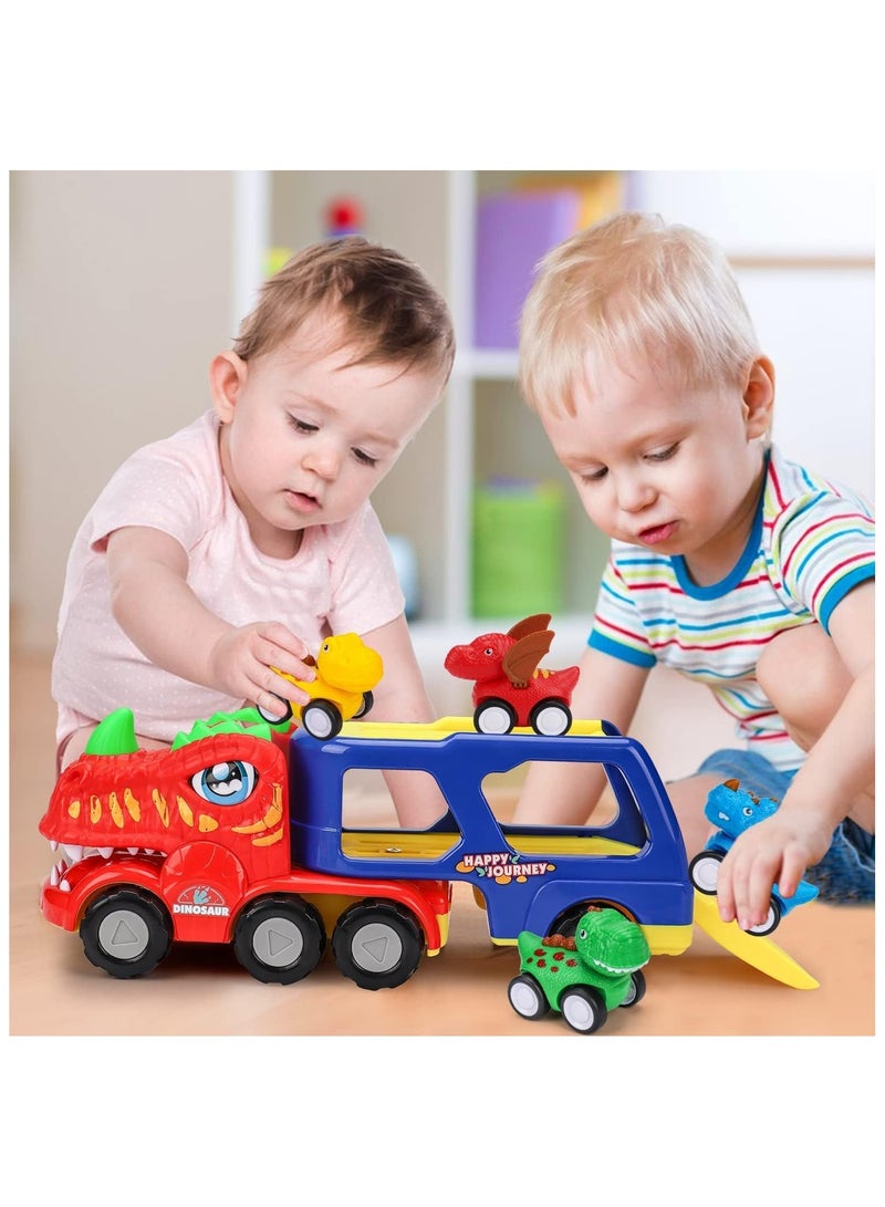 5 in 1 Dinosaur Transporter, Toddler Car Toys, 1 2 3 4 Years Boy Birthday Gift 1-4 Years Toddler with Dinosaur Sounds and Lights Kids Dinosaur Toys