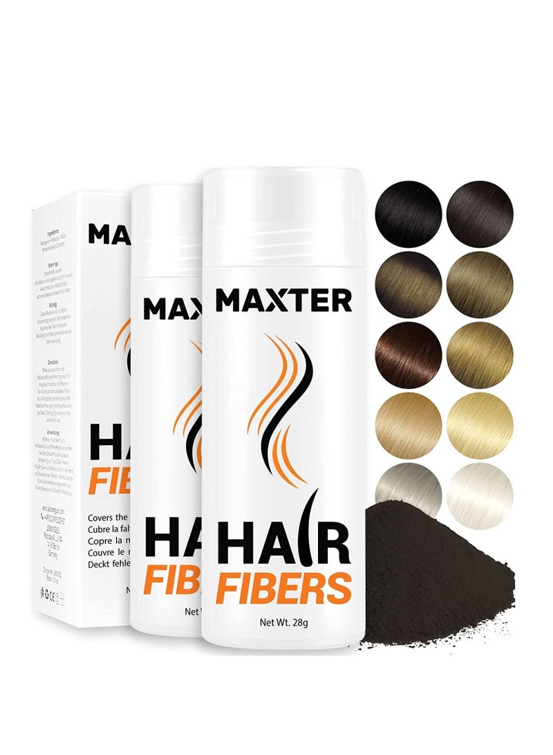 Maxter Hair Fiber for Men & Women - 100% Natural Powder for Hair Building, Thickening and Cover Hair Loss in just 10 sec (Dark Brown x2 Bottles) - Image 1