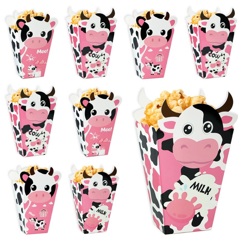 Caoekego 24Pcs Cow Print Popcorn Boxes Snack Treat Boxes Candy Cookie Container for Cow Farm Animals Birthday Party Supplies(5.3 x 2.5 x 1.6inch) - Image 1