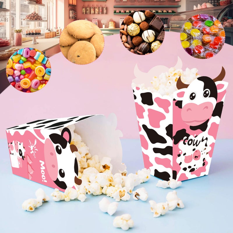 Caoekego 24Pcs Cow Print Popcorn Boxes Snack Treat Boxes Candy Cookie Container for Cow Farm Animals Birthday Party Supplies(5.3 x 2.5 x 1.6inch) - Image 3