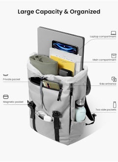 Tomtoc VintPack-TA1 Flap Laptop Backpack, Lightweight, Water-Resistant Travel Casual Daypack, Slim Durable Work-pack Rucksack for 13-16 Inch MacBook Laptop, Large Capacity, Eco-Friendly Backpack 22L  - Image 2