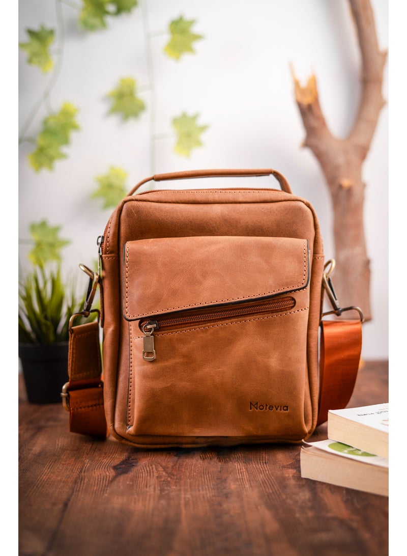 Motevia Motevia Men's Crossbody Bag Genuine Leather Crossbody Bag Men Genuine Leather Crossbody Bag Men with Shoulder Strap Top Handle Medium Size  - Image 2