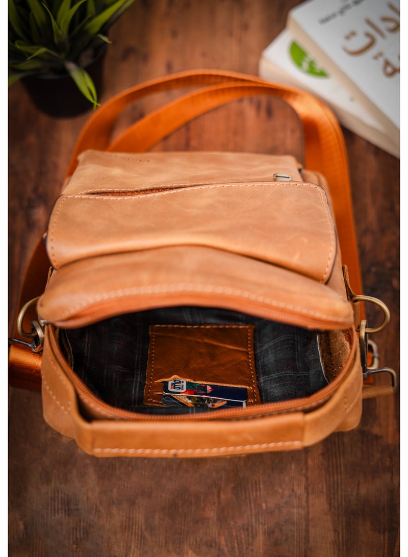 Motevia Motevia Men's Crossbody Bag Genuine Leather Crossbody Bag Men Genuine Leather Crossbody Bag Men with Shoulder Strap Top Handle Medium Size  - Image 3