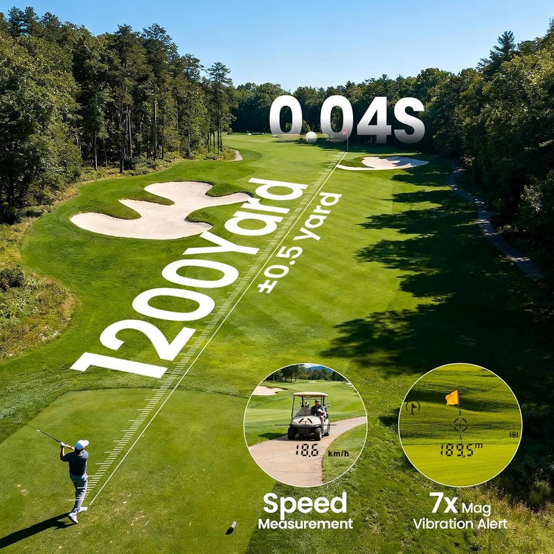EENOUR Golf Range Finder with Slope, 1200 Yards Laser Rangefinder, 7X Magnification, Rechargeable - Image 3