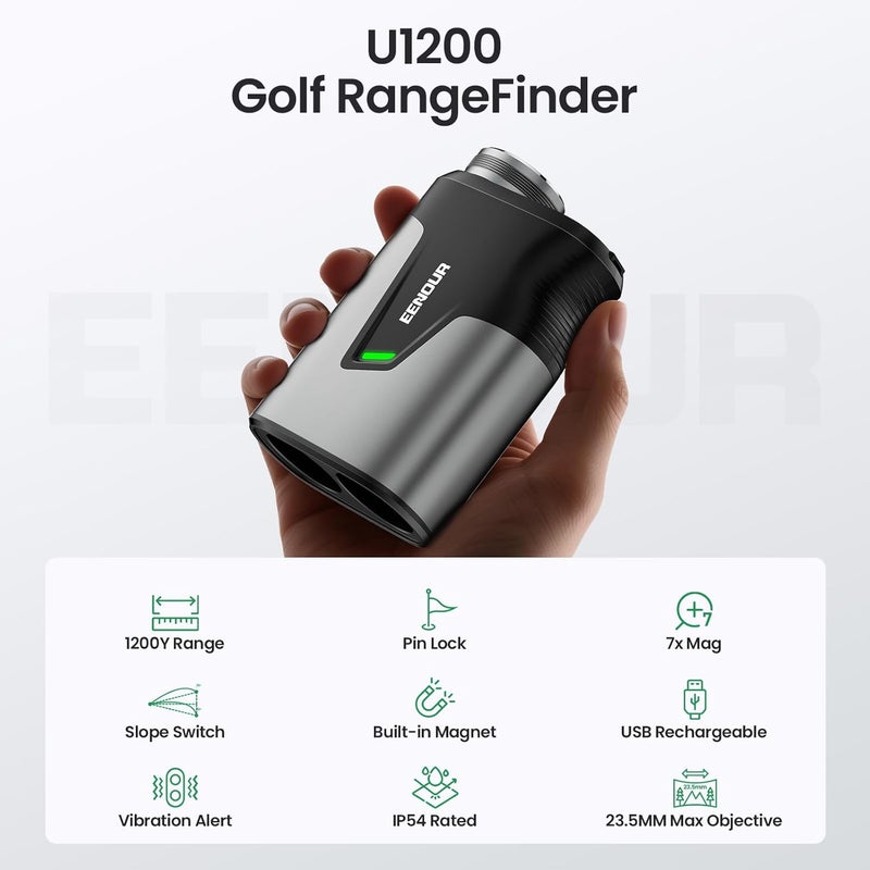 EENOUR Golf Range Finder with Slope, 1200 Yards Laser Rangefinder, 7X Magnification, Rechargeable - Image 2