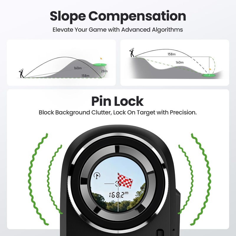 EENOUR Golf Range Finder with Slope, 1200 Yards Laser Rangefinder, 7X Magnification, Rechargeable - Image 4