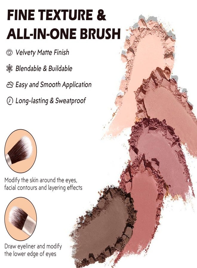 LSxia 5 Colors Matte Eyeshadow Palette with Brush - Neutral Nude Brown Mauve Pink Eye Shadow Palette Makeup, Natural Waterproof Cool-Toned Eyeshadow for Green & Blue & Brown Eyes and Smokey Makeup, 04# - Image 5