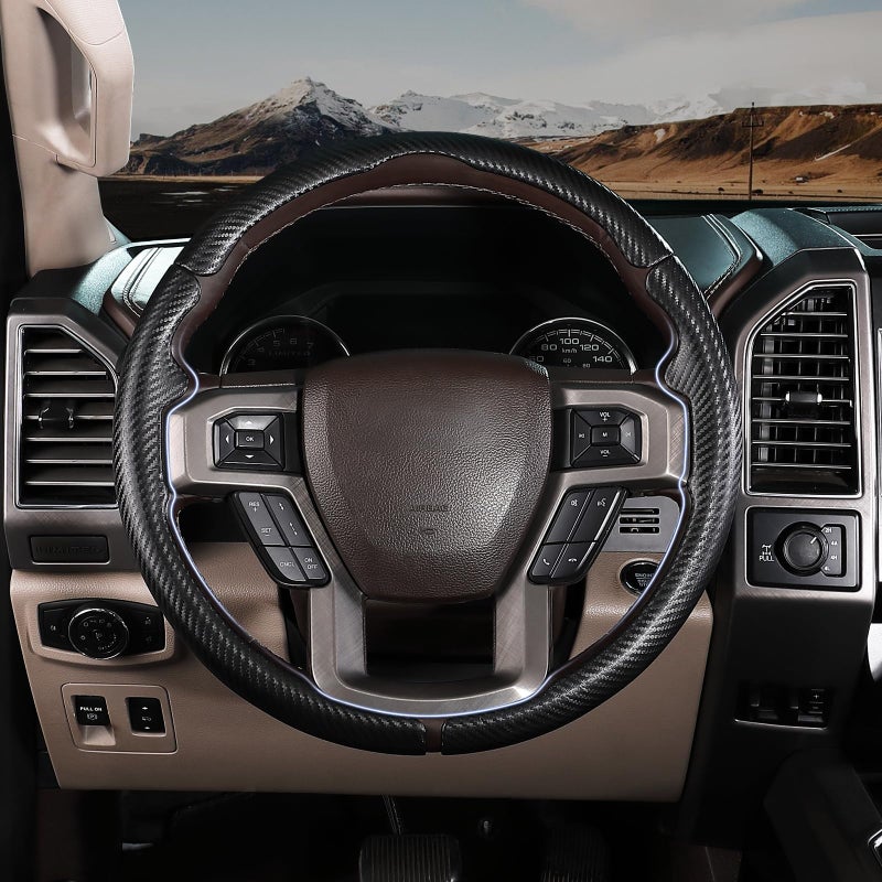Aotoyou Steering Wheel Cover for Ford F150 2015-2020/ F250 2017-2022/ F350 2017-2022/ F450 2017-2022/ F550 2017-2022/ Ford Expedition 2018-2021 Steering Wheel Protector for Ford Steering Wheel Accessories - Image 2