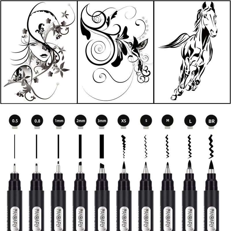 PANDAFLY Calligraphy Pen, 10 Size Calligraphy Pens for Writing, Brush Pens Calligraphy Set for Beginners, Hand Lettering Pen for Art Drawing, Sketching, Scrapbooking - Image 3