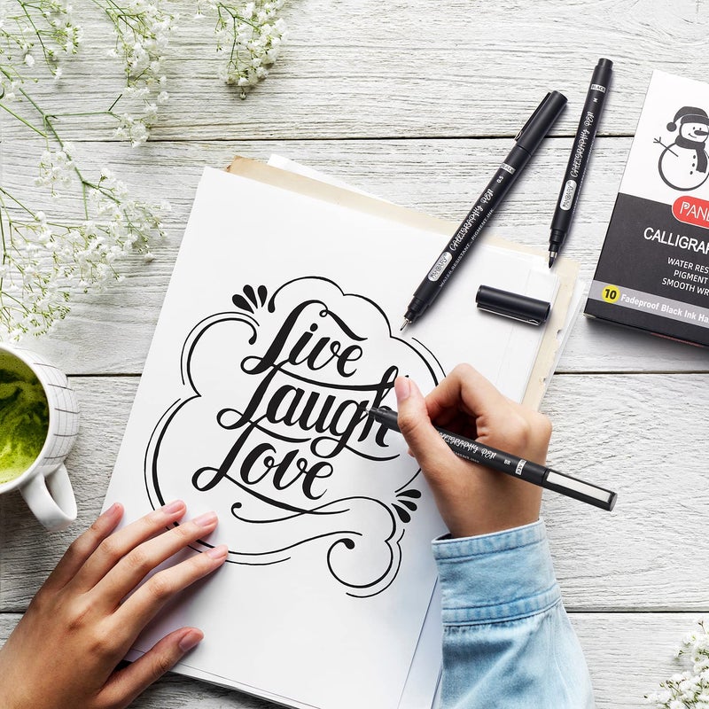 PANDAFLY Calligraphy Pen, 10 Size Calligraphy Pens for Writing, Brush Pens Calligraphy Set for Beginners, Hand Lettering Pen for Art Drawing, Sketching, Scrapbooking - Image 5