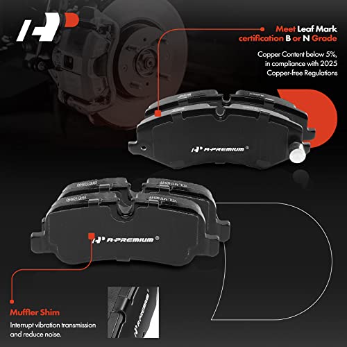 A-Premium Front and Rear Ceramic Disc Brake Pads Set Compatible with Land Rover Range Rover Sport 2010-2013, LR4 2010-2016, 8 Pcs - Image 2