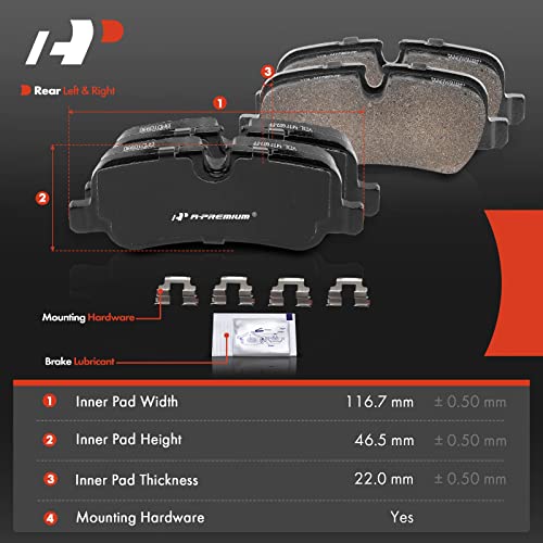 A-Premium Front and Rear Ceramic Disc Brake Pads Set Compatible with Land Rover Range Rover Sport 2010-2013, LR4 2010-2016, 8 Pcs - Image 5