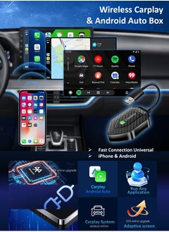 YooA 2-in-1 Smart Car Box | Wireless Carplay & Android Auto Adapter, Car Quick/Fast Connection Universal, for iPhone & Android, Plug & Play, 5GHz WiFi & Bluetooth 5.0, for iOS  & Android ,Wireless Adapter Compatible with Most Car (White&Black)  - Image 2