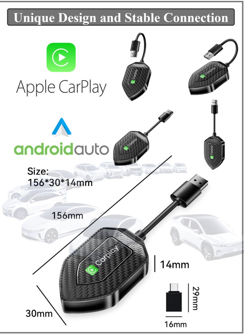 YooA - 2-in-1 Smart Car Box | Wireless Carplay & Android Auto Adapter, Car Quick/Fast Connection Universal, for iPhone & Android, Plug & Play, 5GHz WiFi & Bluetooth 5.0, for iOS  & Android ,Wireless Adapter Compatible with Most Car (White&Black) - Image 1