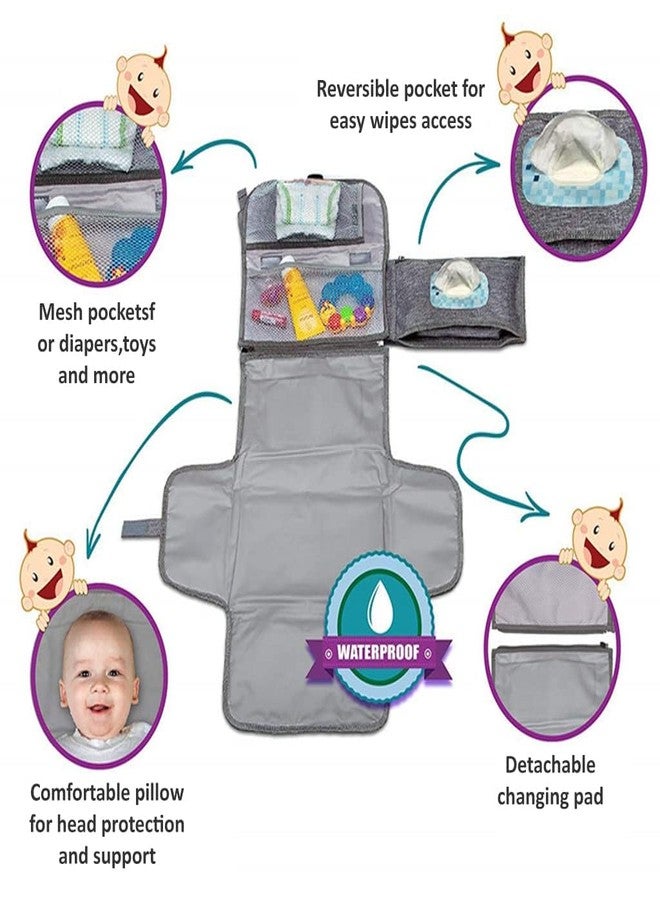 F4FIVE Baby Changing Mat with Organizer Bags, Foldable and Detachable Changing Pad for Baby Diaper Bag, Changing Table Pad. One-Hand Diaper Change Pad. Baby Shower Gifts, Newborn Baby Essentials - Image 3