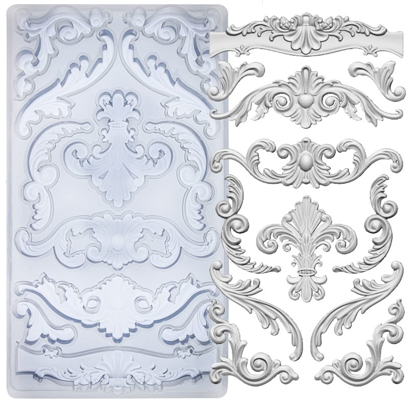FUNSHOWCASE Scrollworks Mold for Polyclay Air Dry Clay Plaster