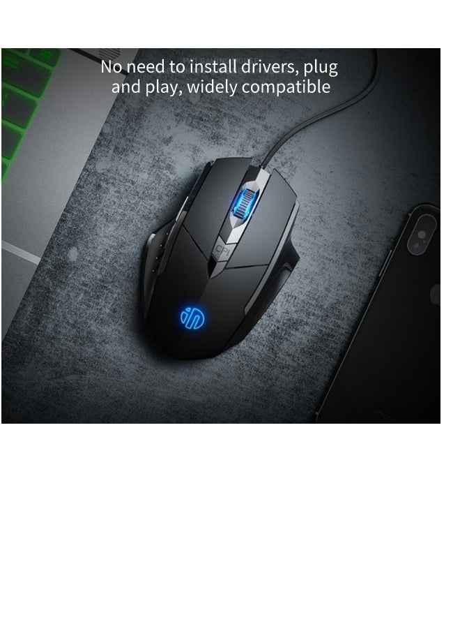 Wired Silent Office And Game Mouse 4-Speed DPI CPI  Adjustment,Ergonomic Optical Portable Mouse For Laptops Android Windows Mac OS, Black