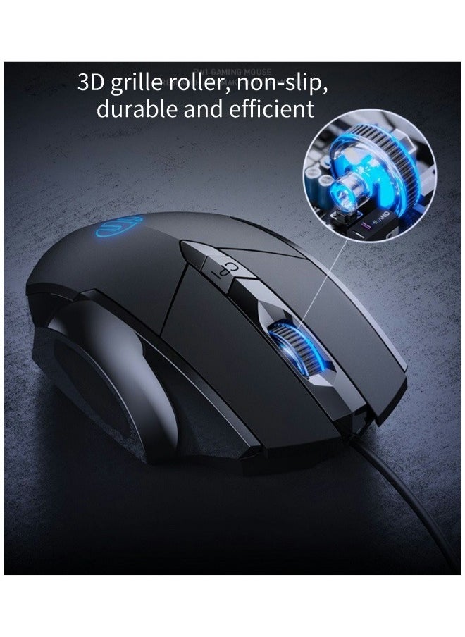 Wired Silent Office And Game Mouse 4-Speed DPI CPI  Adjustment,Ergonomic Optical Portable Mouse For Laptops Android Windows Mac OS, Black
