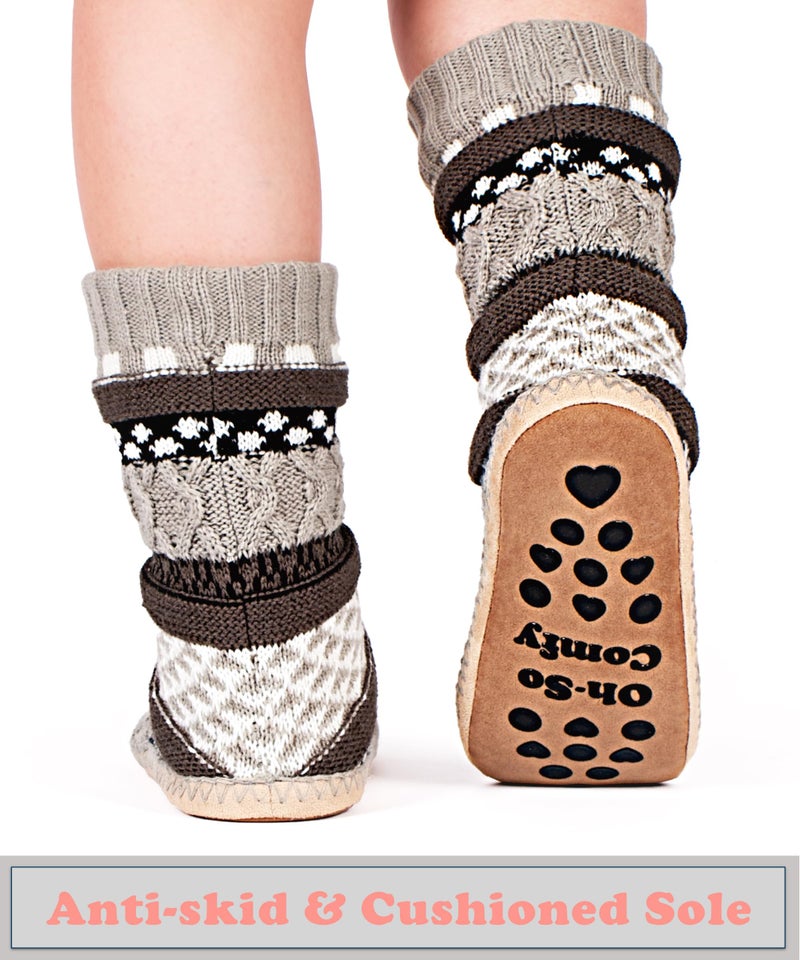 cosyone1997 Womenâ€™s Slipper Socks Warm Fuzzy Knit with Gripper Soles Cozy Gift Socks for Women Size 9â€“11 - Image 5