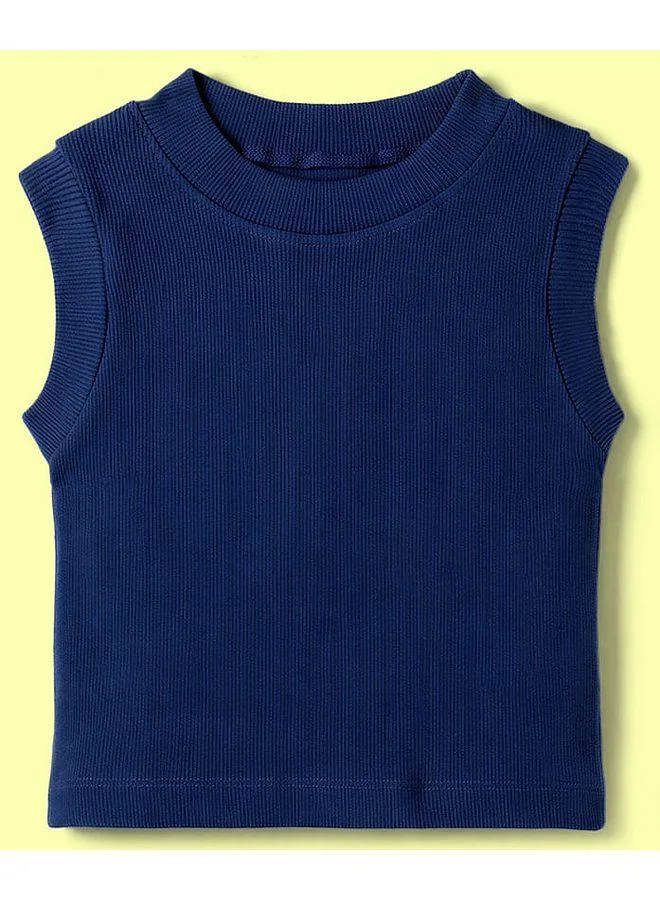 Ollington St. OLLINGTON ST. Rib Lycra Knitted Top & Woven Twill Pant Set - Navy & Brown