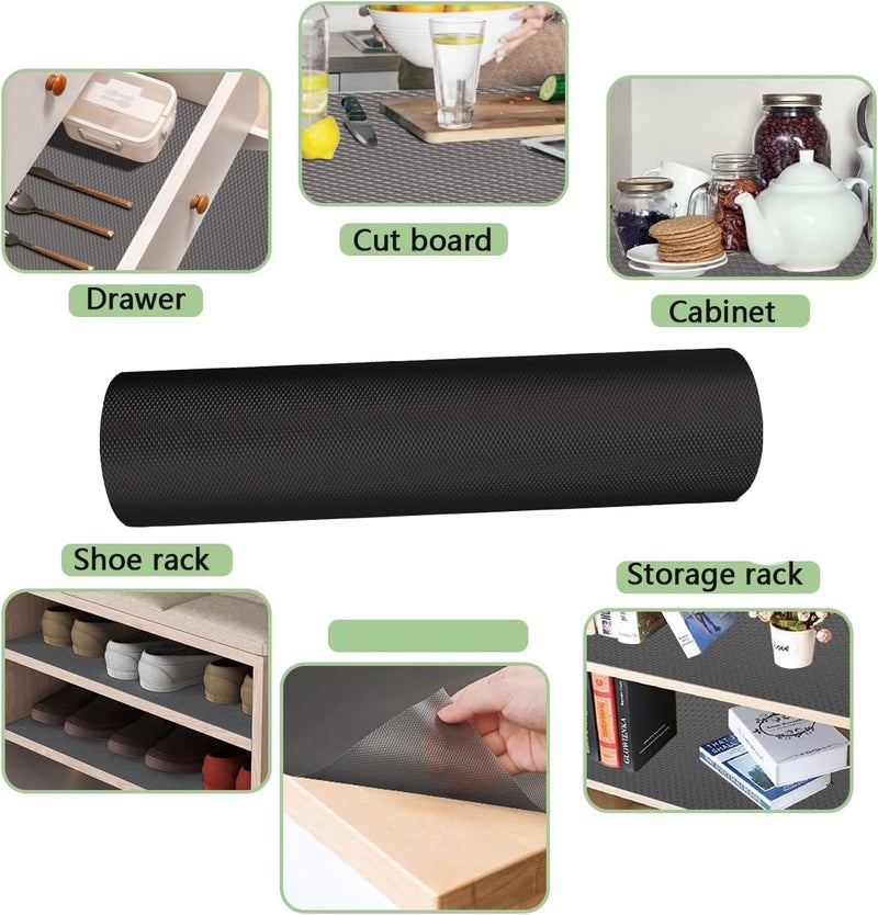 PAGHADI Multipurpose Super Strong EVA AntiSlip Bathroom Kitchen Cabinet Drawer Shelf Mat Liner Sheets Roll Fridge Mat Table Mat for Kitchen Items 45X300 Cm Grey - Image 3