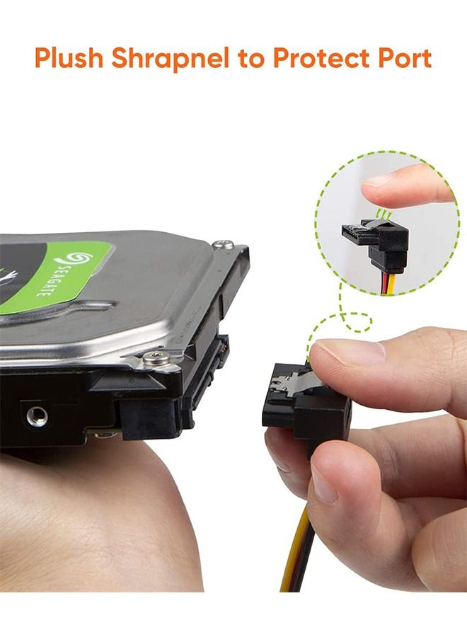 Taimi 2 Pieces SATA Power Cable, SATA 15 Pin Male to 2xSATA 15 Pin Down Angle Female Power Splitter Cable  - Image 4